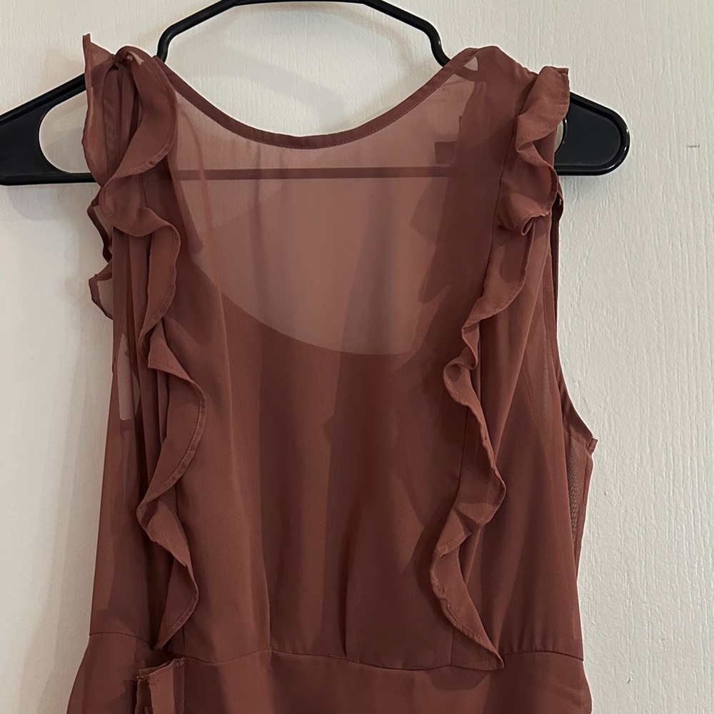 Express Backless Ruffled Dress - Brown - Picture 3 of 4